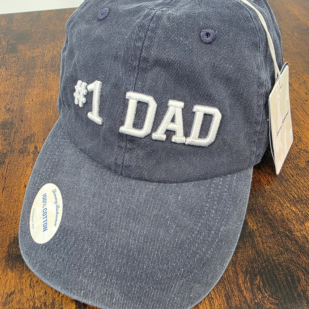 Tommy Bahama #1 Dad Baseball Hat Mens Navy Blue Washed‎ Cotton Adjustable